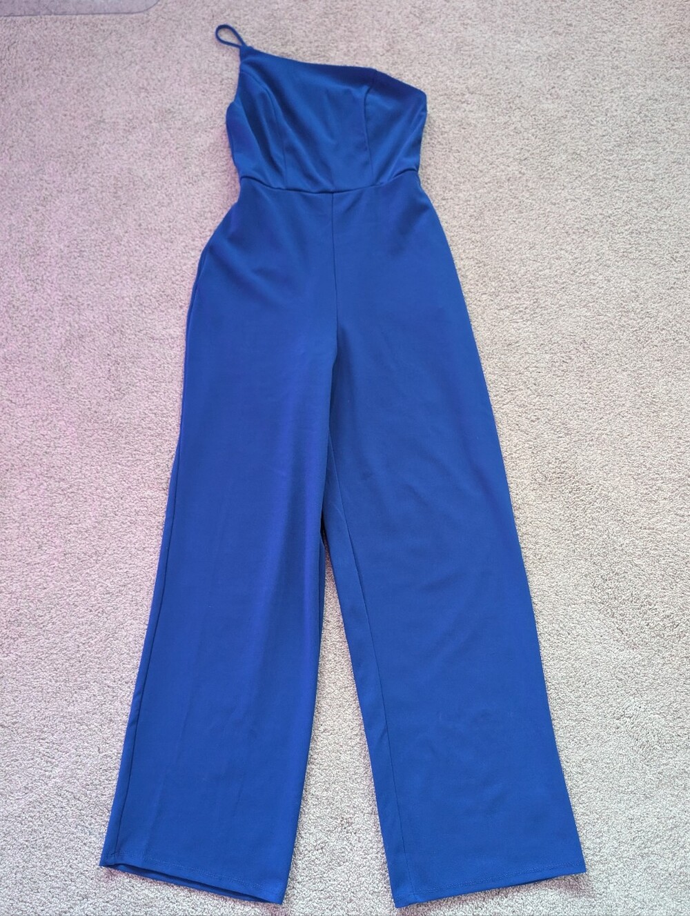 One-Shoulder Royal Blue Wide-Leg Jumpsuit
